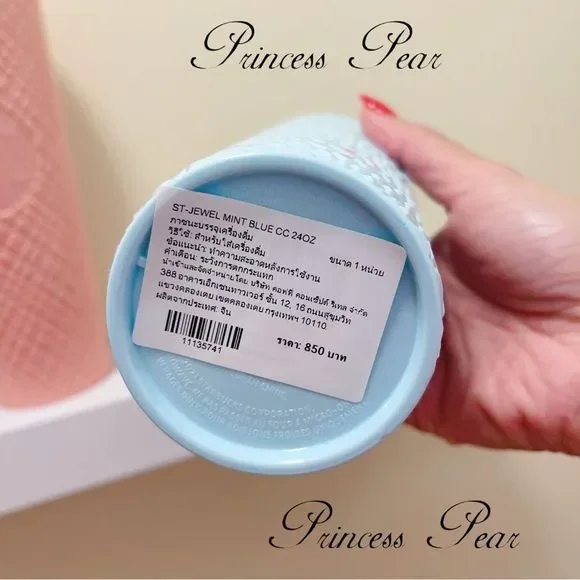 2022 Starbucks Siren Anniversary Coral Pink & Mint Blue Jewel Cold Cup Tumbler - Picture 10 of 12